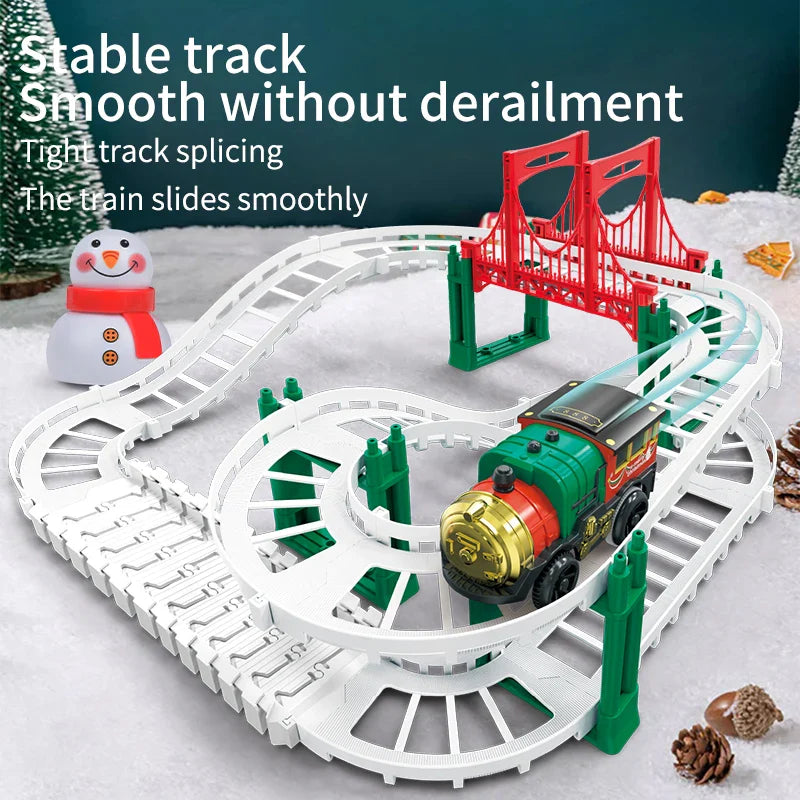 Ensemble de train électrique de Noël pour enfants - Jouet de voiture sur rail amusant, cadeau éducatif pour les enfants, jeu de fête alimenté par batterie