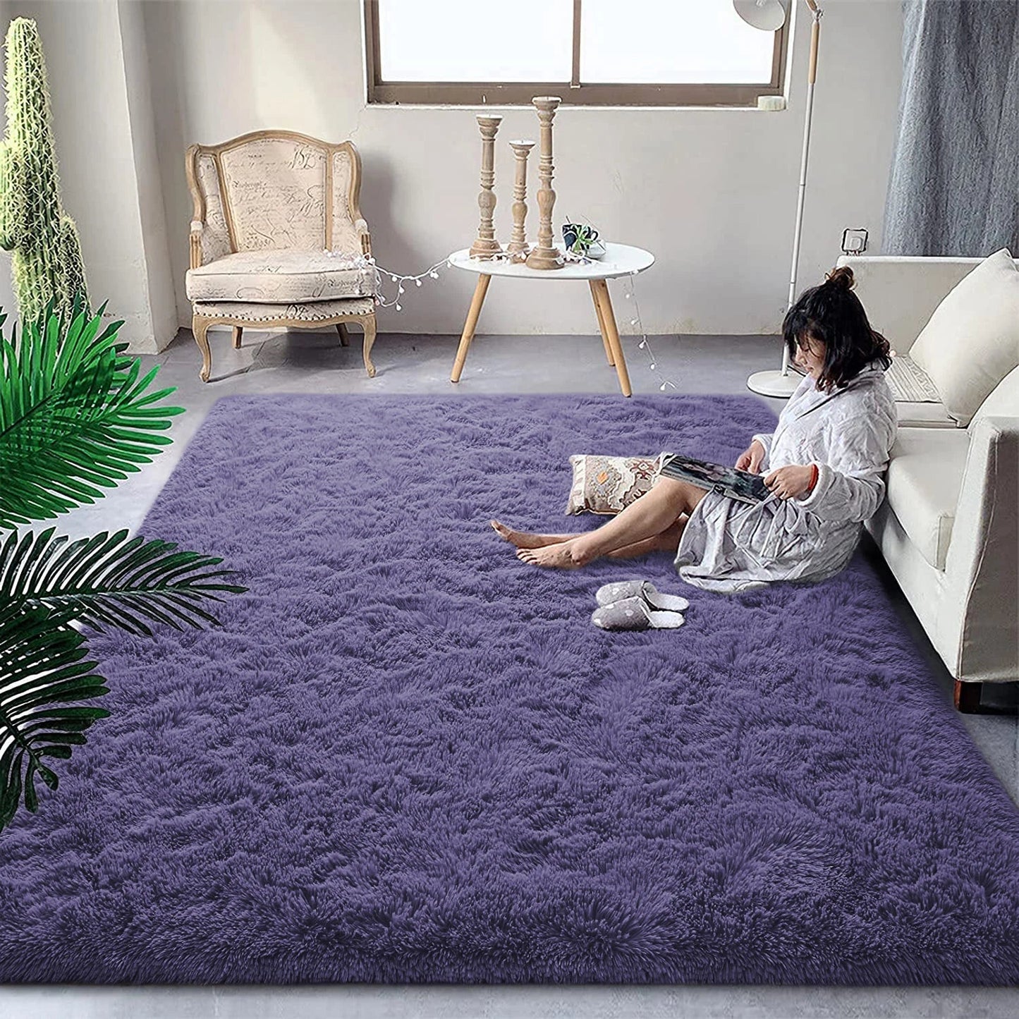 Tapis en peluche moelleux – Tapis doux et anti-dérapant pour les chambres, les salons et les chambres d'enfants
