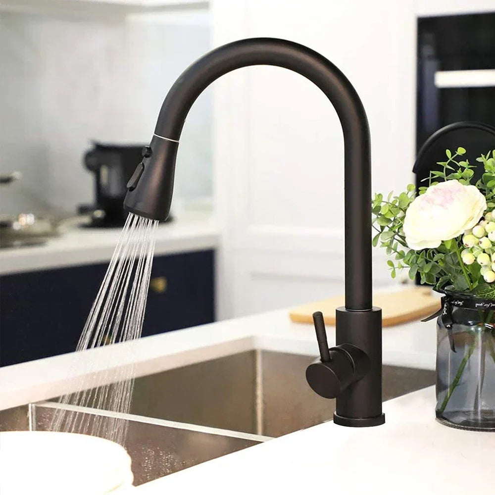 BlackStream Robinet – Moderne Robinet de Cuisine Téléscopique Noir