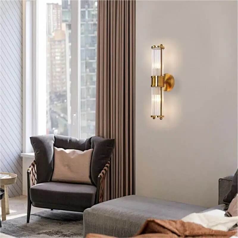 Appliques en laiton et cristal Art Déco pour salle de bain