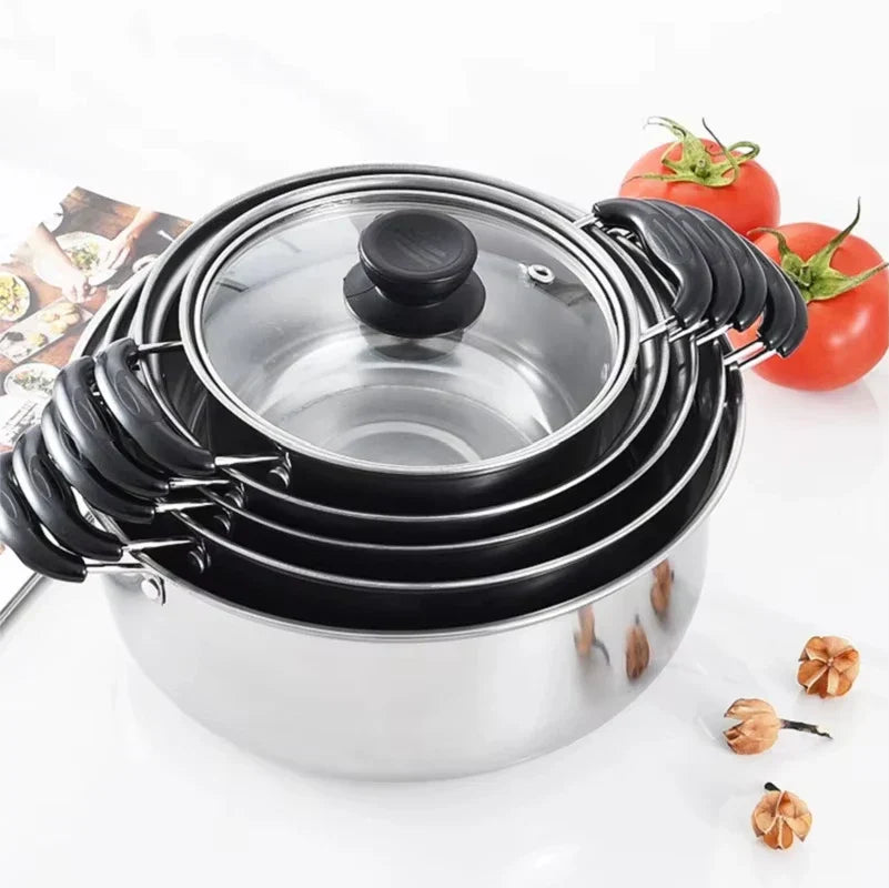 Floroux | set de 5 casseroles en acier inoxydable
