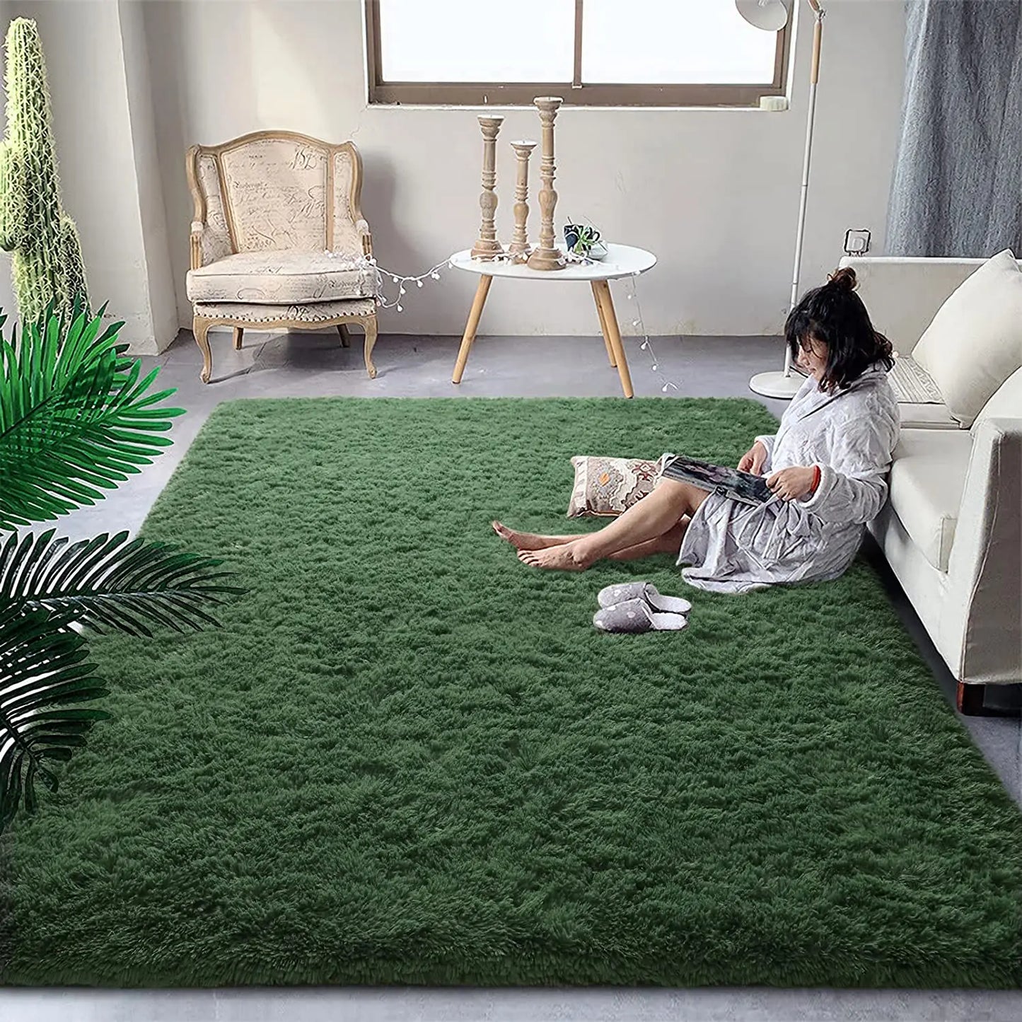 Tapis en peluche moelleux – Tapis doux et anti-dérapant pour les chambres, les salons et les chambres d'enfants