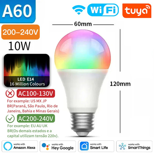 Ampoule Intelligente Tuya Zigbee E27 - RGB Contrôlée par Wifi via les applications SmartLife Google Alexa