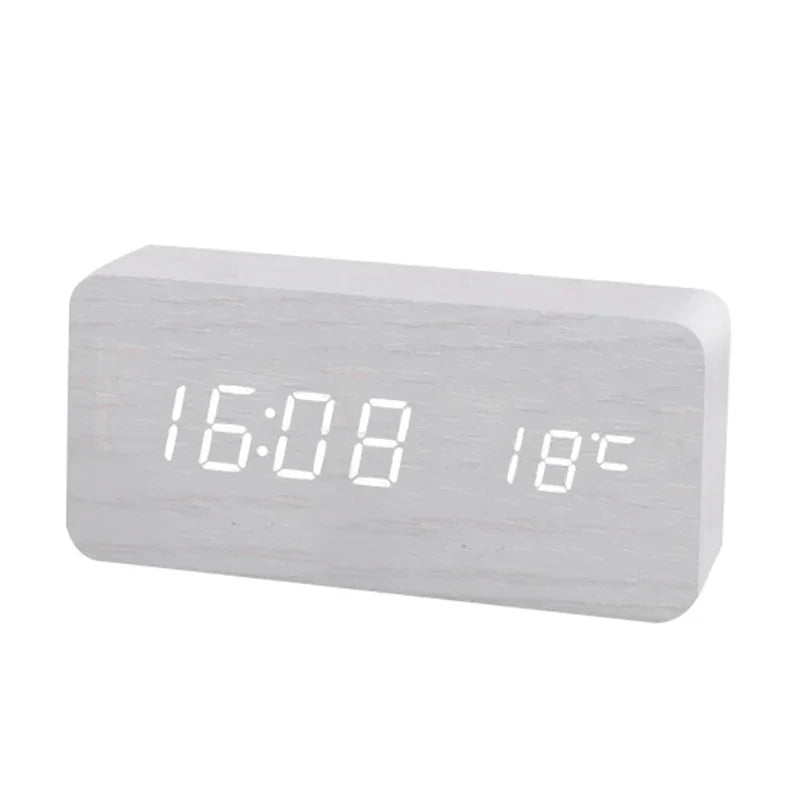 Floroux Wooden Digital Alarm Clock | LED Display | Modern Design | Silent | Eco-Friendly
