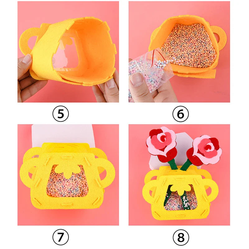 Ensemble de bricolage de fleurs Montessori fait main - Jouets colorés de pot de fleurs DIY pour enfants, cadeau créatif d'apprentissage précoce