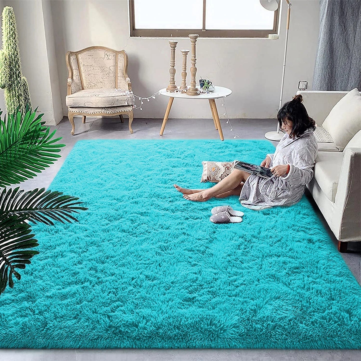 Tapis en peluche moelleux – Tapis doux et anti-dérapant pour les chambres, les salons et les chambres d'enfants