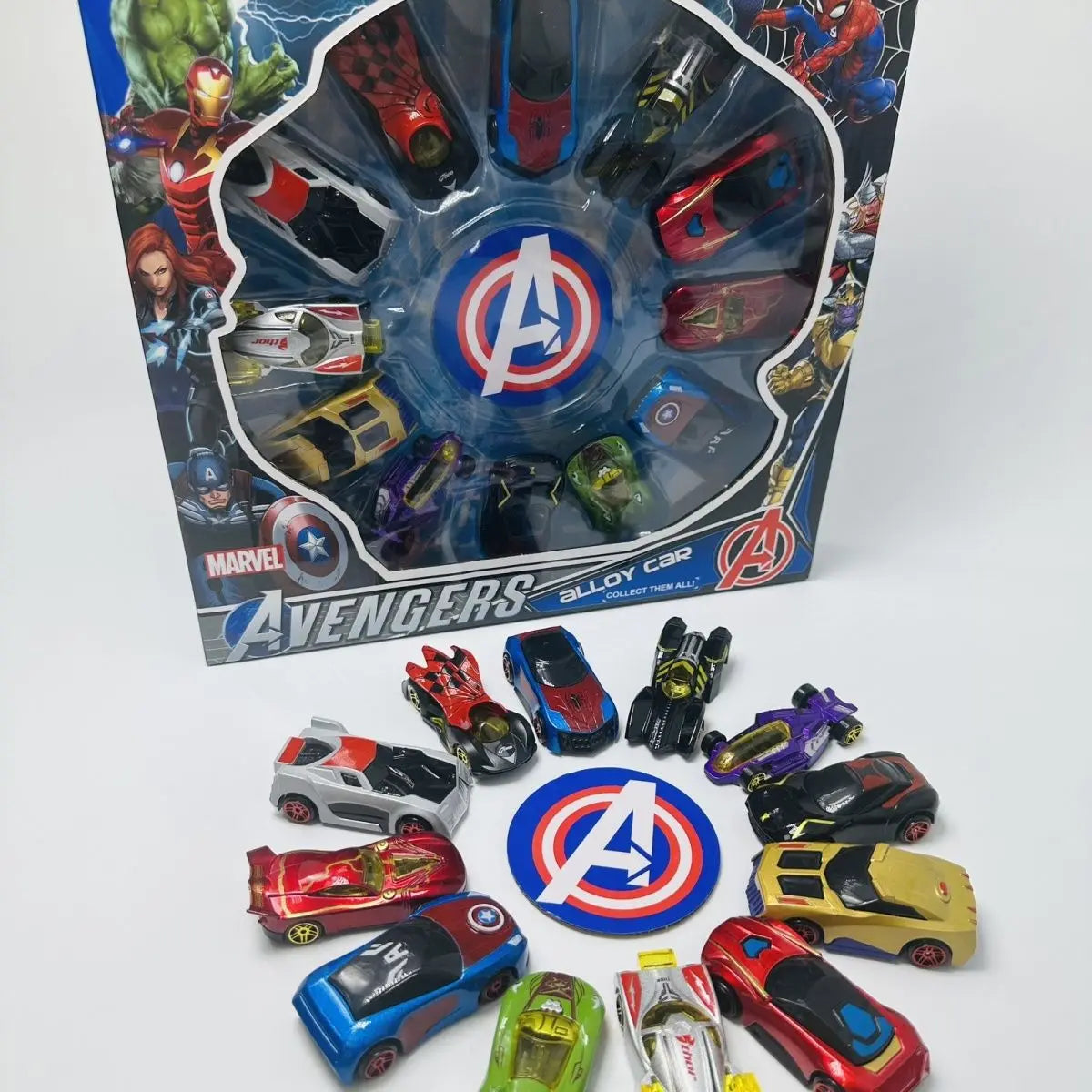 Set de voitures en métal Marvel Avengers - Iron Man, Spider-Man, Captain America Jouets de collection pour enfants