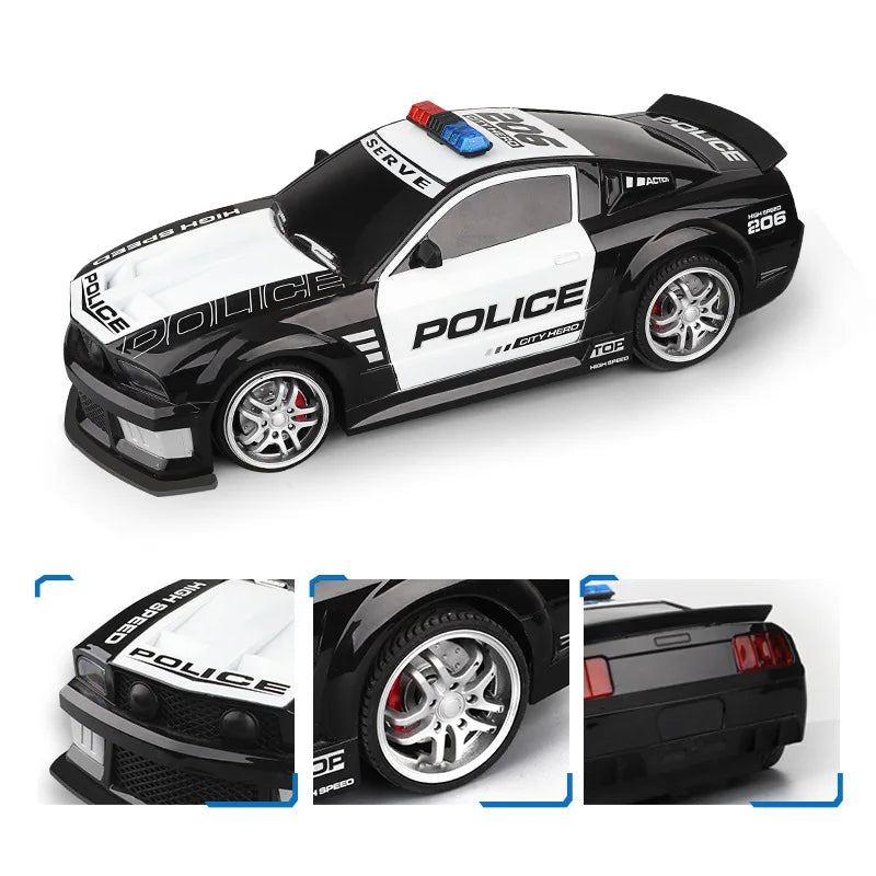 Voiture RC de police à l'échelle avec lumières LED - Véhicule télécommandé rapide 2,4 GHz pour enfants
