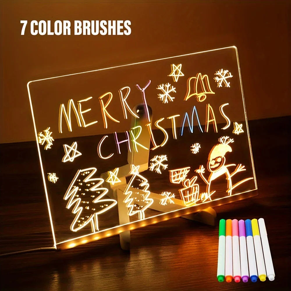 Tableau de message en acrylique LED lumineux - Tableau de dessin effaçable USB pour enfants, parfait pour les cadeaux d'anniversaire et la publicité dans les bars
