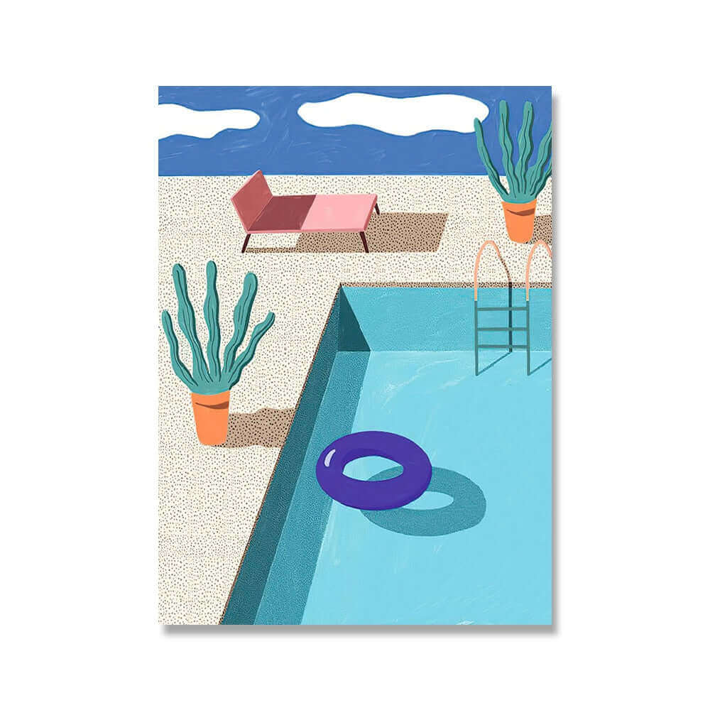 Affiche en toile PoP Art de piscine bleue