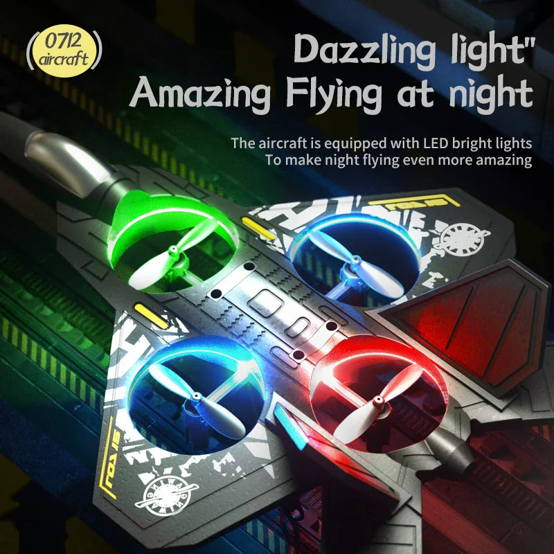 Avion planeur RC EPP Foam 2.4G avec lumières - Avion à détection de gravité pour enfants, facile à piloter