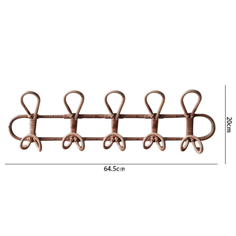 Organisateur mural en rotin naturel pour enfants - 3 et 5 crochets