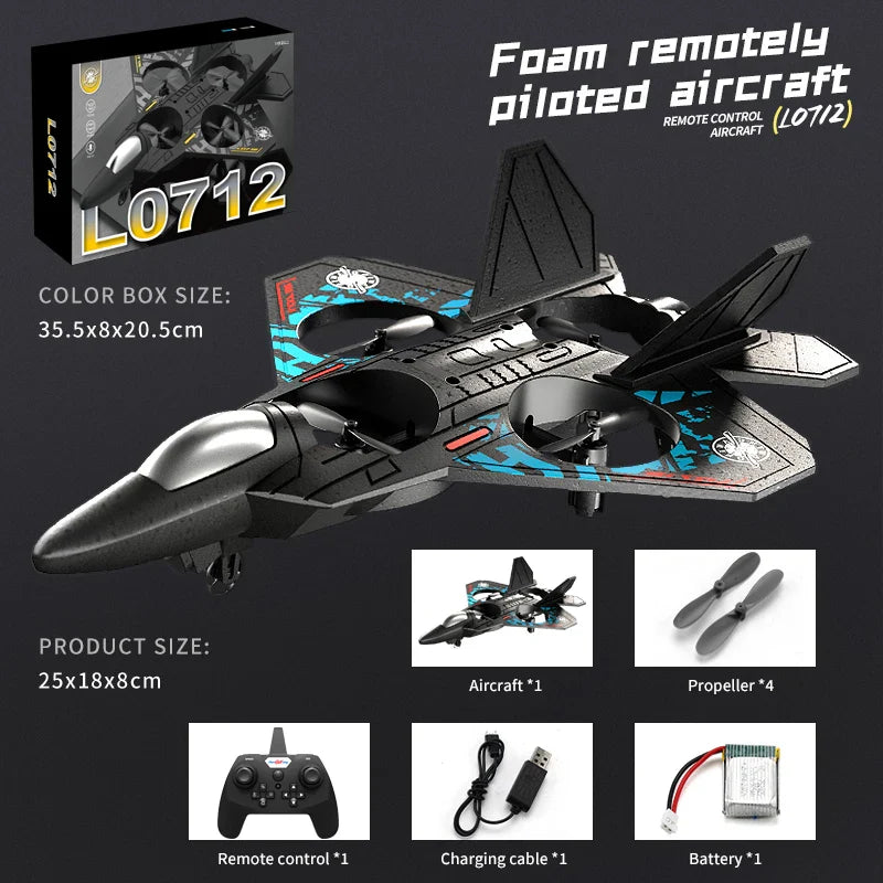 Avion planeur RC EPP Foam 2.4G avec lumières - Avion à détection de gravité pour enfants, facile à piloter