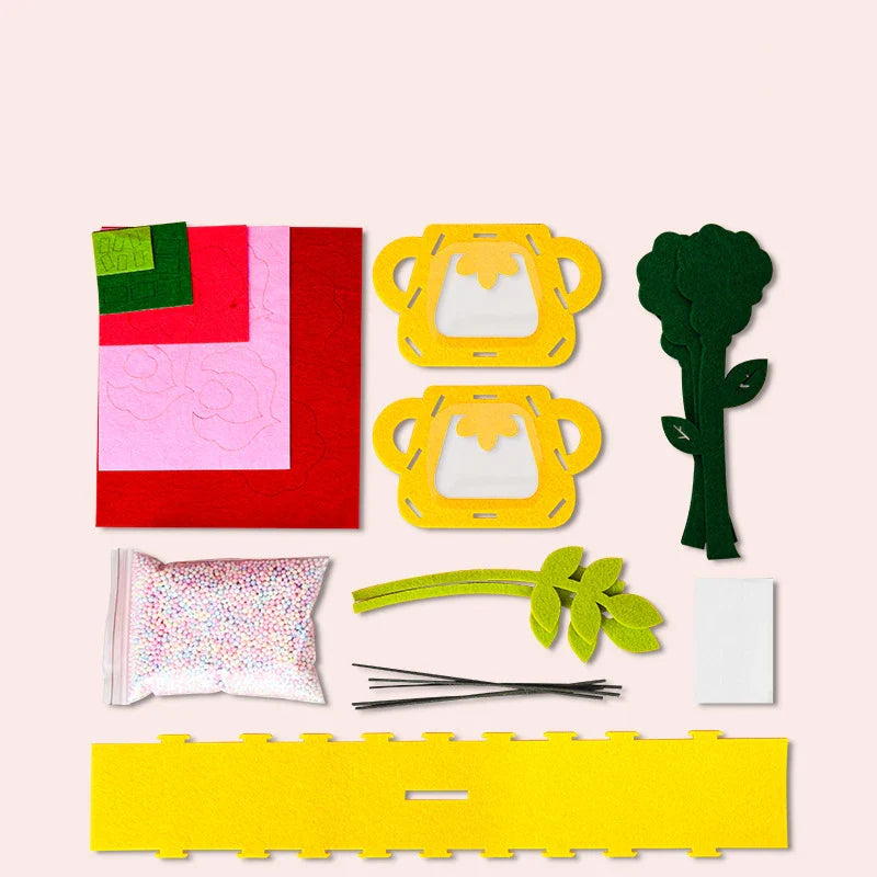 Ensemble de bricolage de fleurs Montessori fait main - Jouets colorés de pot de fleurs DIY pour enfants, cadeau créatif d'apprentissage précoce