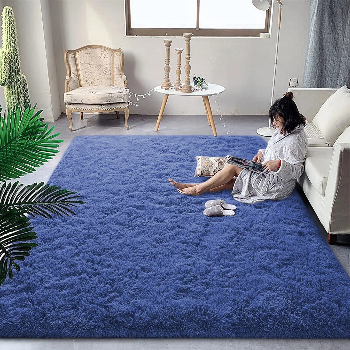 Tapis en peluche moelleux – Tapis doux et anti-dérapant pour les chambres, les salons et les chambres d'enfants