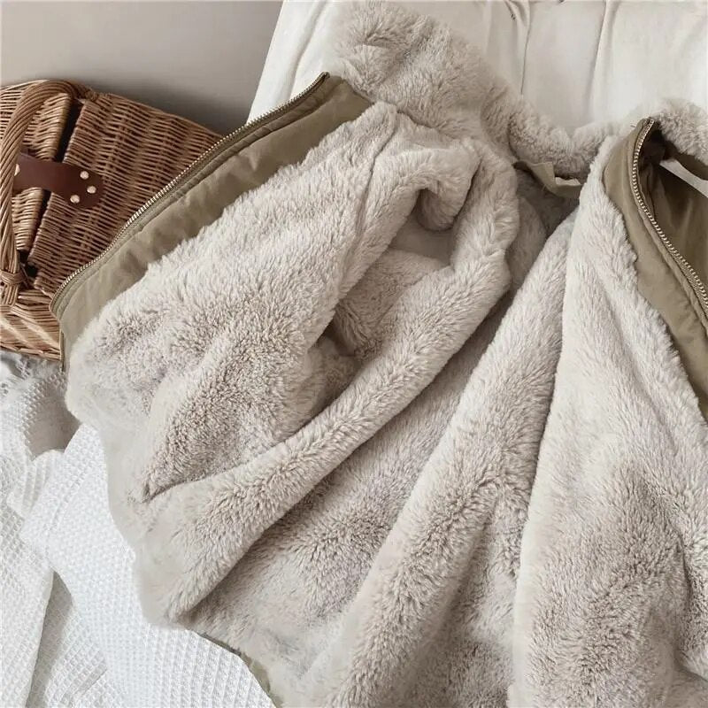 Veste en khaki doublée en fourrure pour enfants