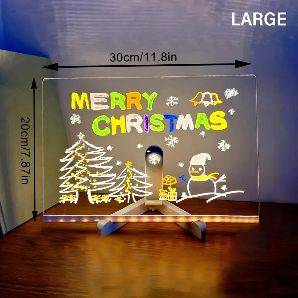 Tableau de message en acrylique LED lumineux - Tableau de dessin effaçable USB pour enfants, parfait pour les cadeaux d'anniversaire et la publicité dans les bars