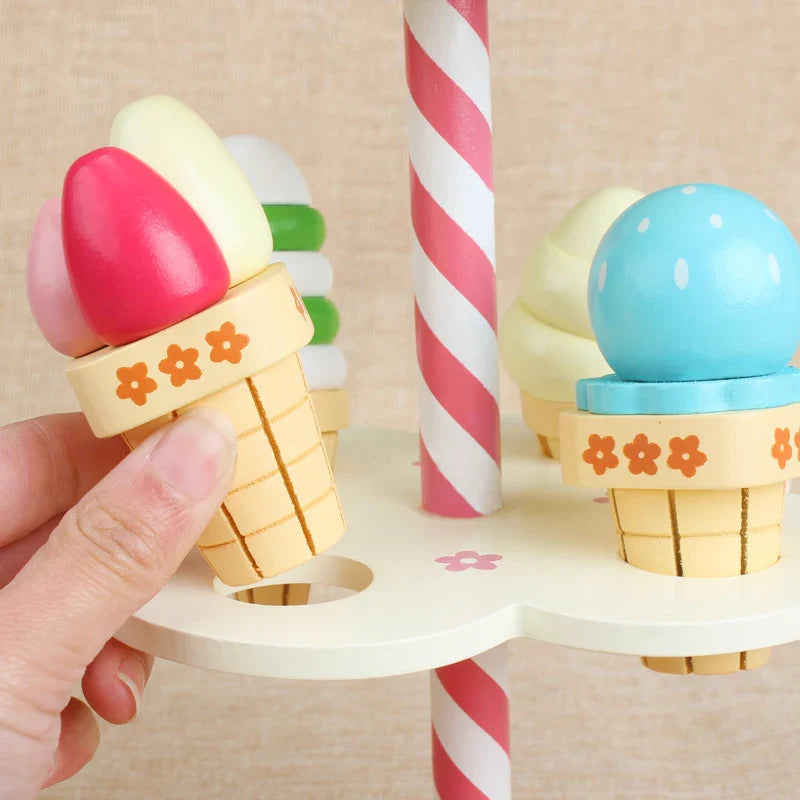 Support de jeu en bois pour glace pour enfants - Jouet éducatif pour un jeu de rôle imaginatif et des activités en famille