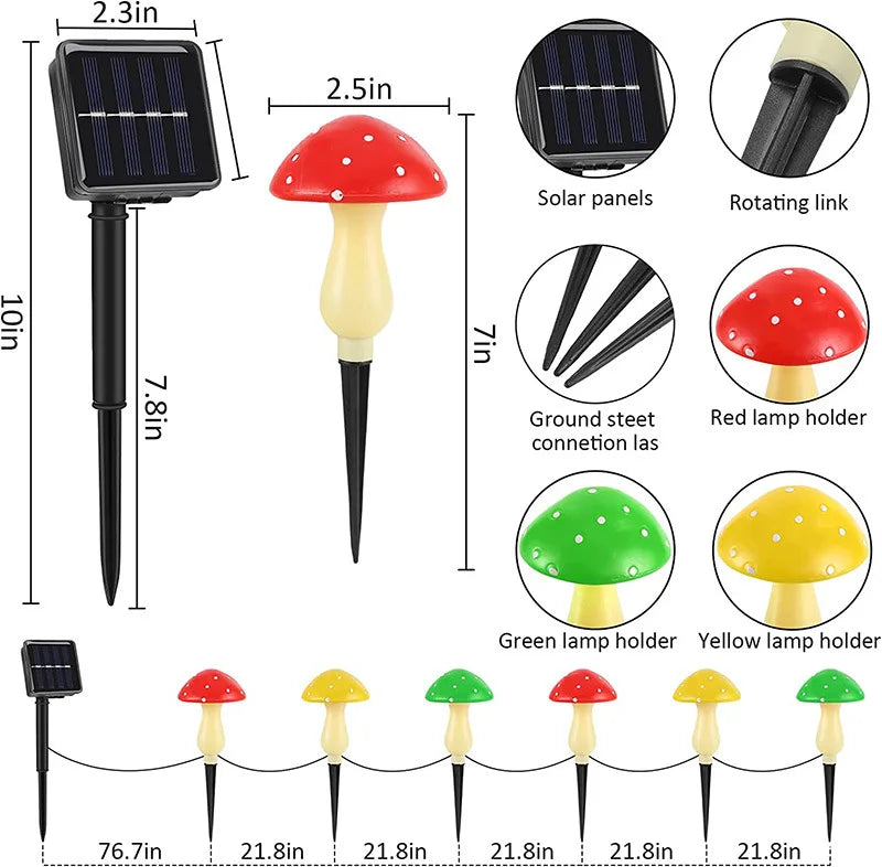 Floroux lampe de jardin LED | Lumière champignon solaire | Étanche et ambiance lumineuse | Décoration pour jardin et chemin