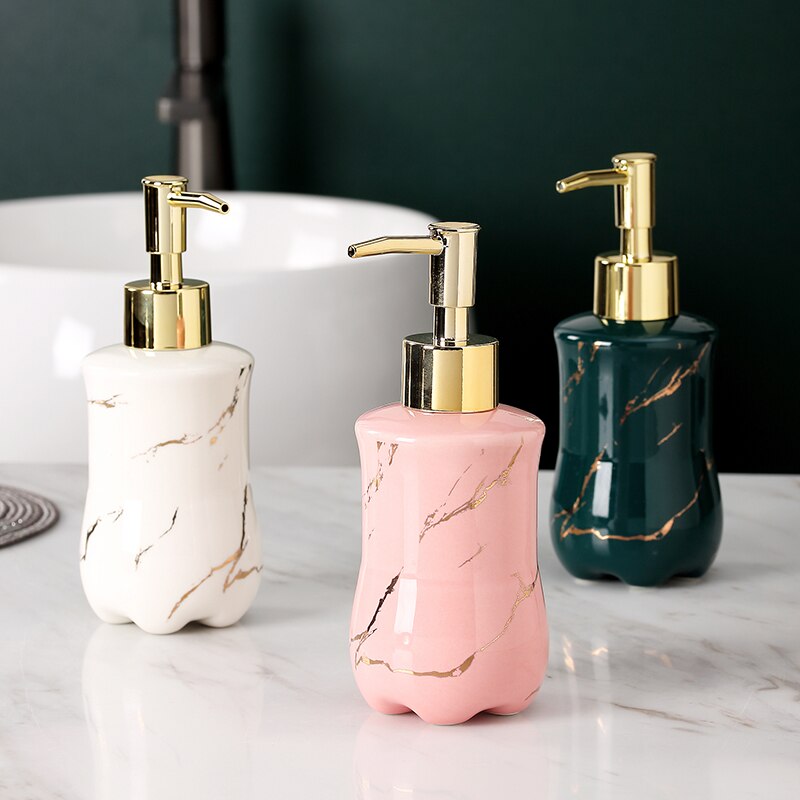 Distributeur de savon en marbre solide élégant pour salle de bain