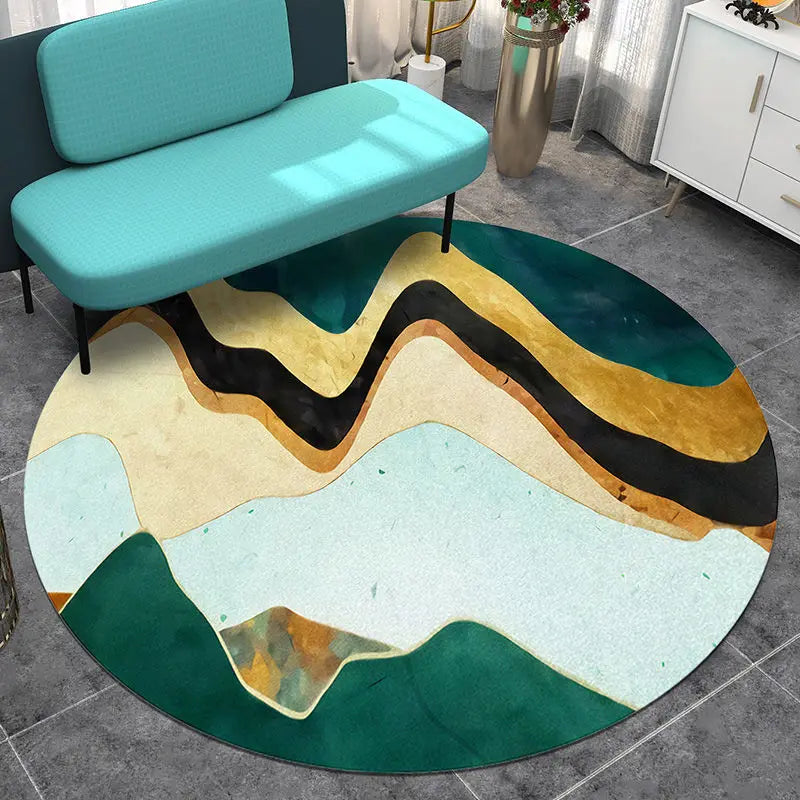 Tapis rond nordique – Tapis moderne et luxueux pour salon, chambre et balcon