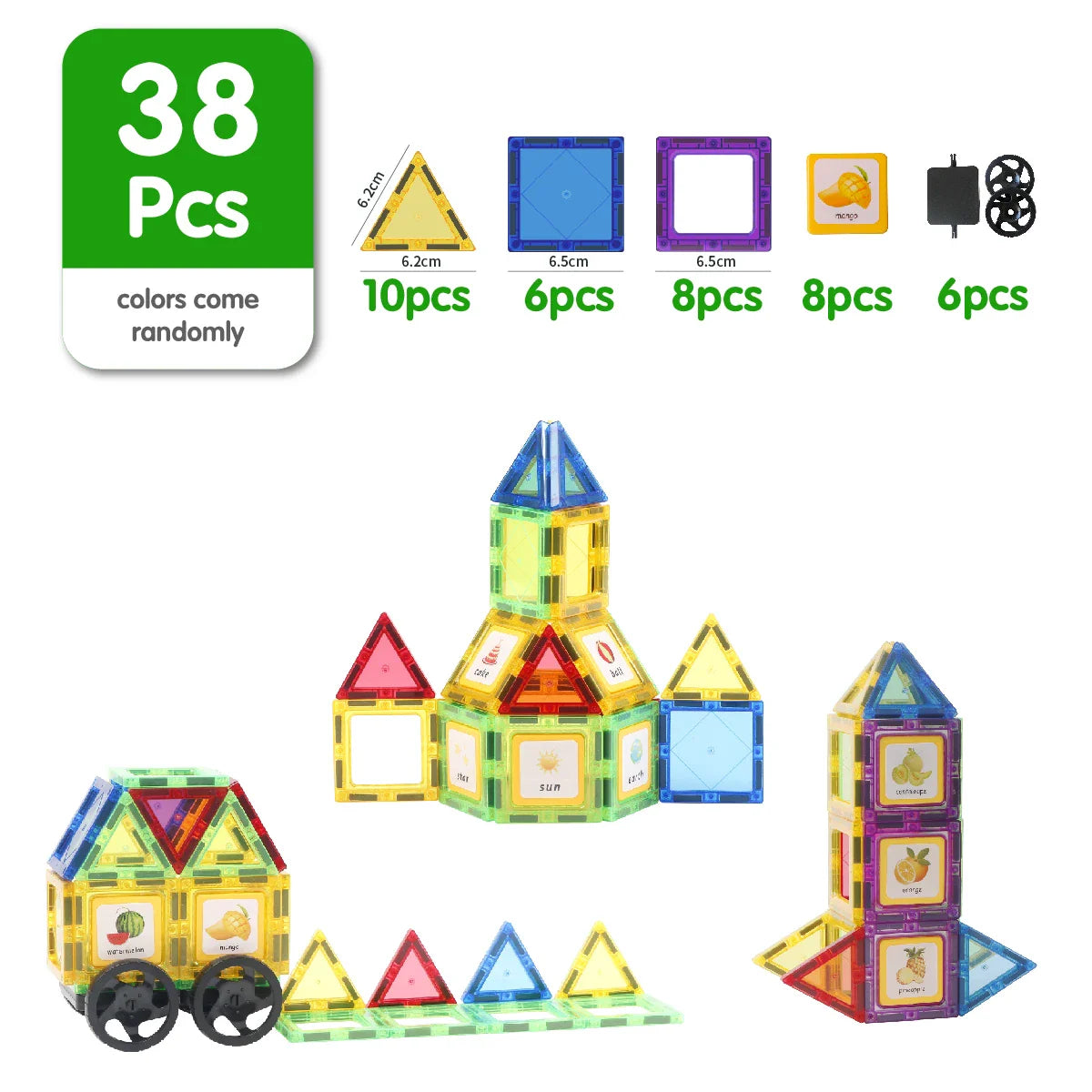 Set de Tuiles Magnétiques - Blocs de Pilement 3D STEM pour Enfants, Jouets Magnétiques Éducatifs pour Garçons & Filles