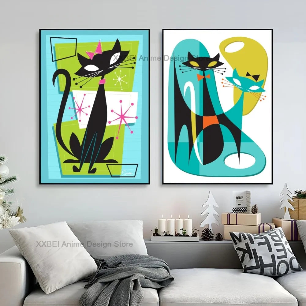 Affiche en toile premium Space-Age Atomic Cat