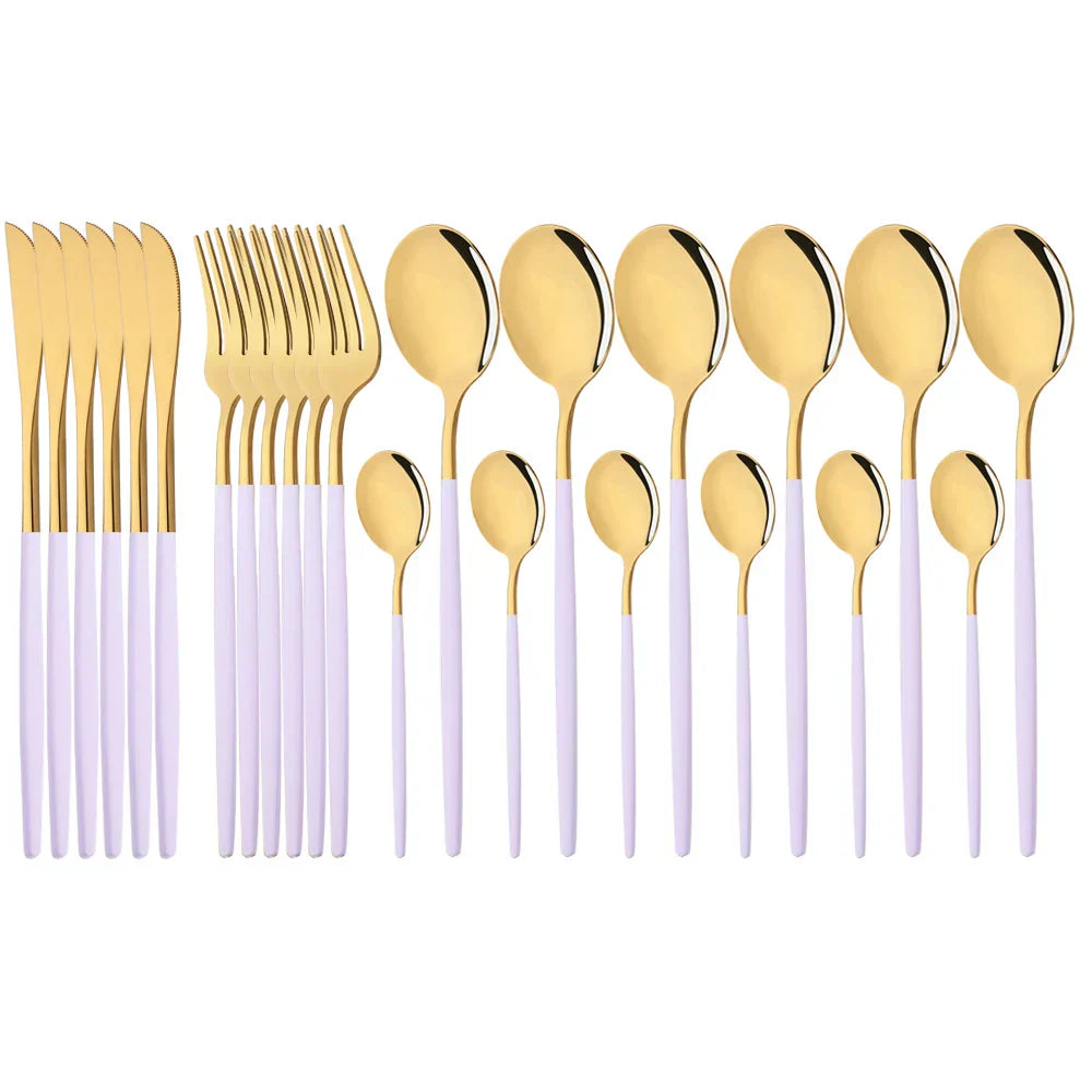 Floroux | Set de vaisselle en acier inoxydable
