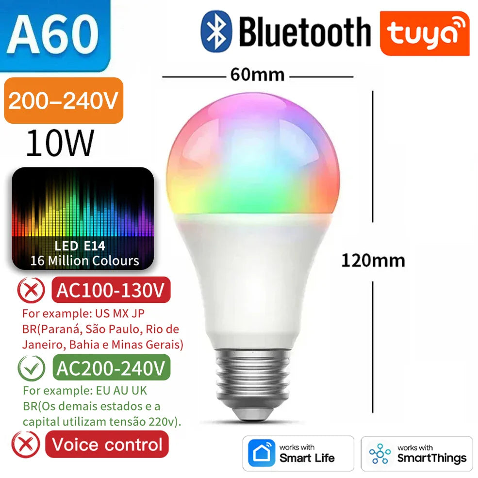 Ampoule Intelligente Tuya Zigbee E27 - RGB Contrôlée par Wifi via les applications SmartLife Google Alexa