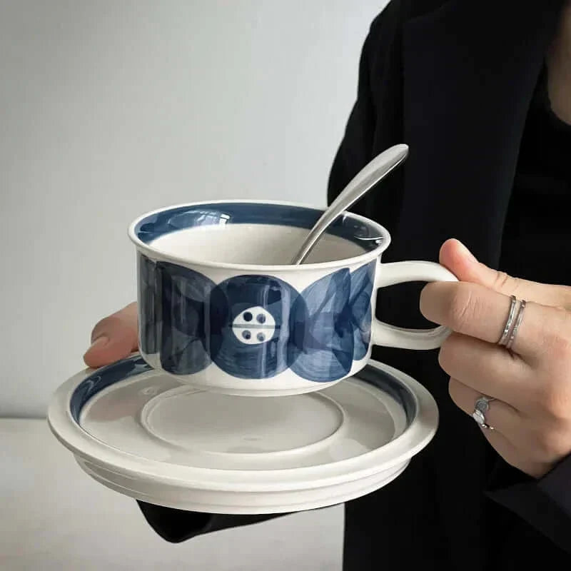 Tasse à café en céramique florale peinte à la main rétro