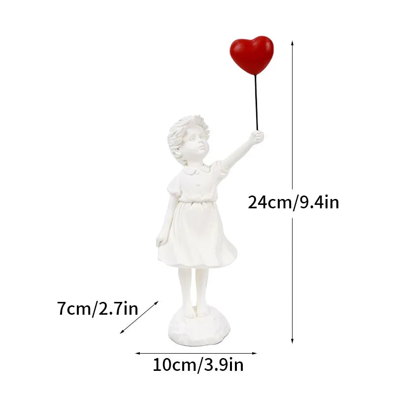 Floroux Banksy Sculpture Collection | Flower Thrower & Balloon Girl | Pop Art Figures | Modern Décor for Office and Home