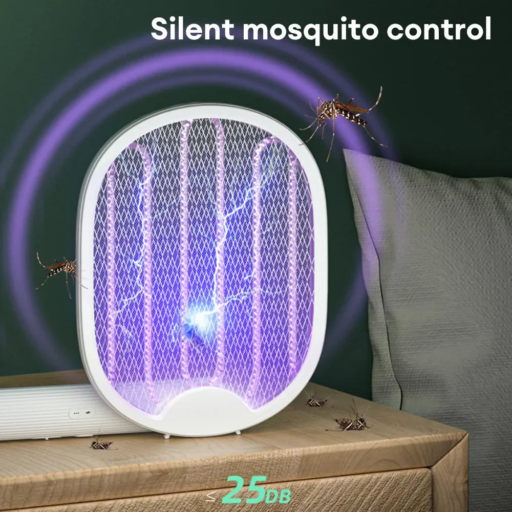Exterminateur électrique de moustiques pliable, piège à mouches, raquette à moustiques rechargeable USB, exterminateur d'insectes avec lumière UV, exterminateur d'insectes, 3000 V