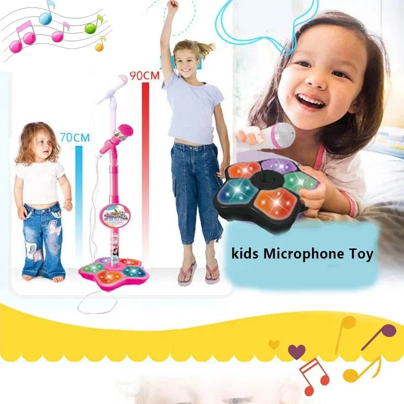 Microphone de karaoké pour enfants ajustable avec support - Jouet musical amusant pour garçons et filles, cadeau d'anniversaire éducatif, compatible MP3