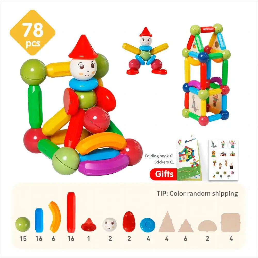 Ensemble de Blocs de Construction Magnétiques - Jouet Éducatif pour Enfants avec Bâtons et Boules Magnétiques pour un Jeu Créatif, Cadeau Idéal pour Garçons et Filles