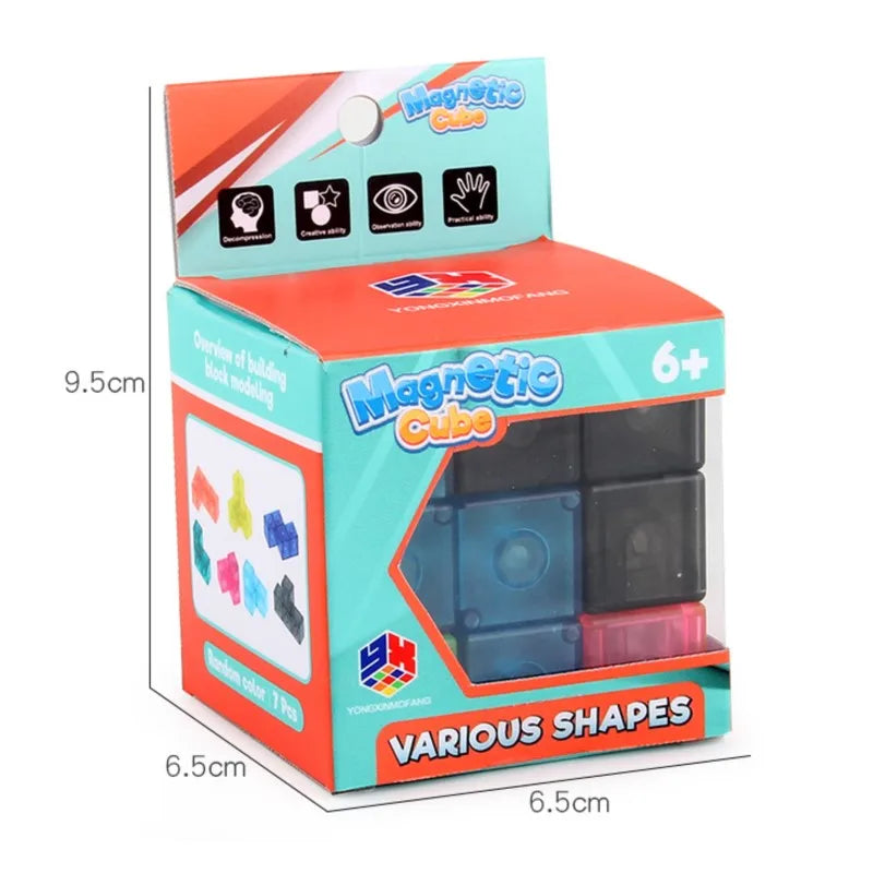 Cubes magnétiques à construire amovibles - Jouet puzzle éducatif anti-stress pour enfants, cadeau amusant pour l'apprentissage précoce