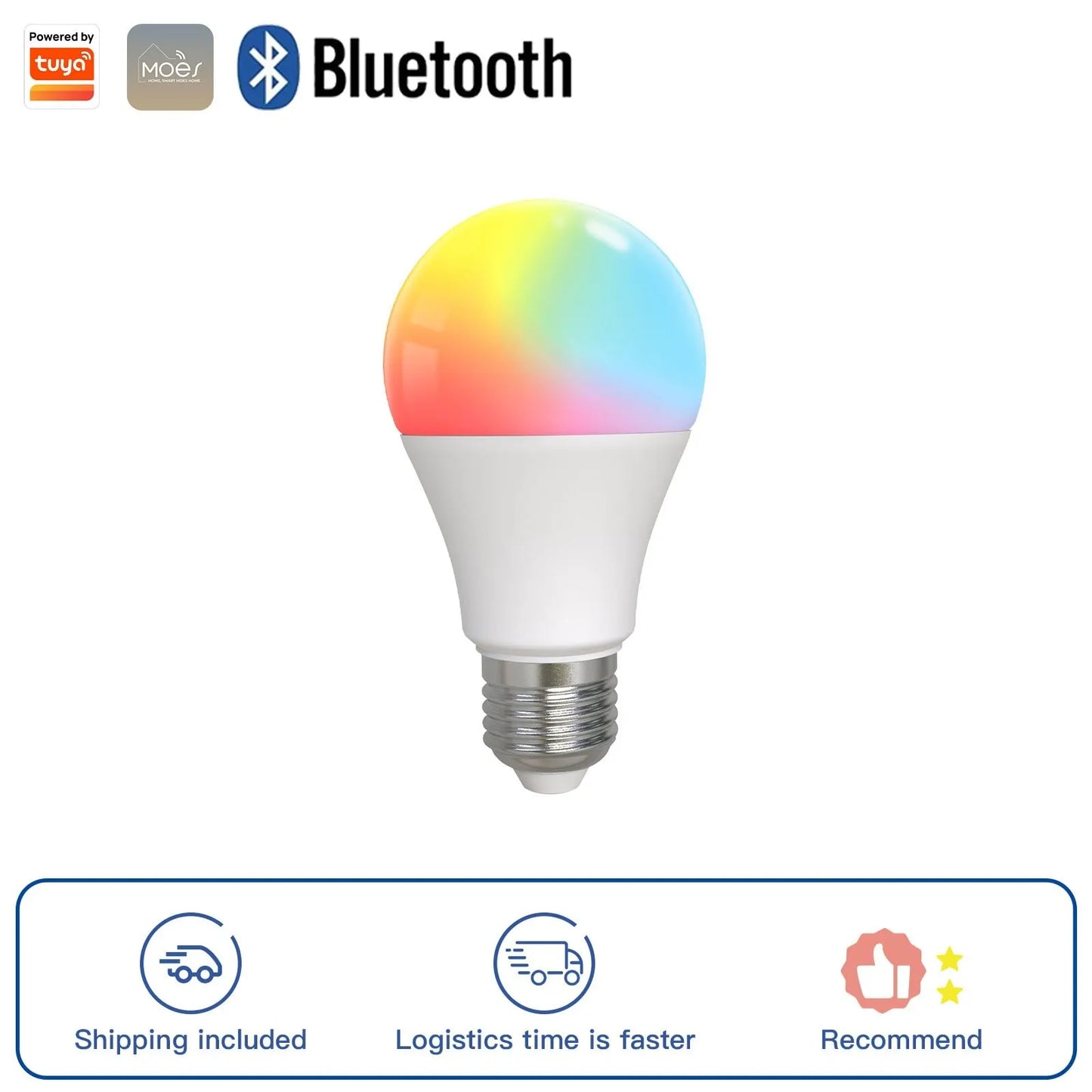Ampoule LED Bluetooth Tuya Smart E27 9W - WiFi RGB Dimmable Contrôle via SmartLife Google Alexa Apps