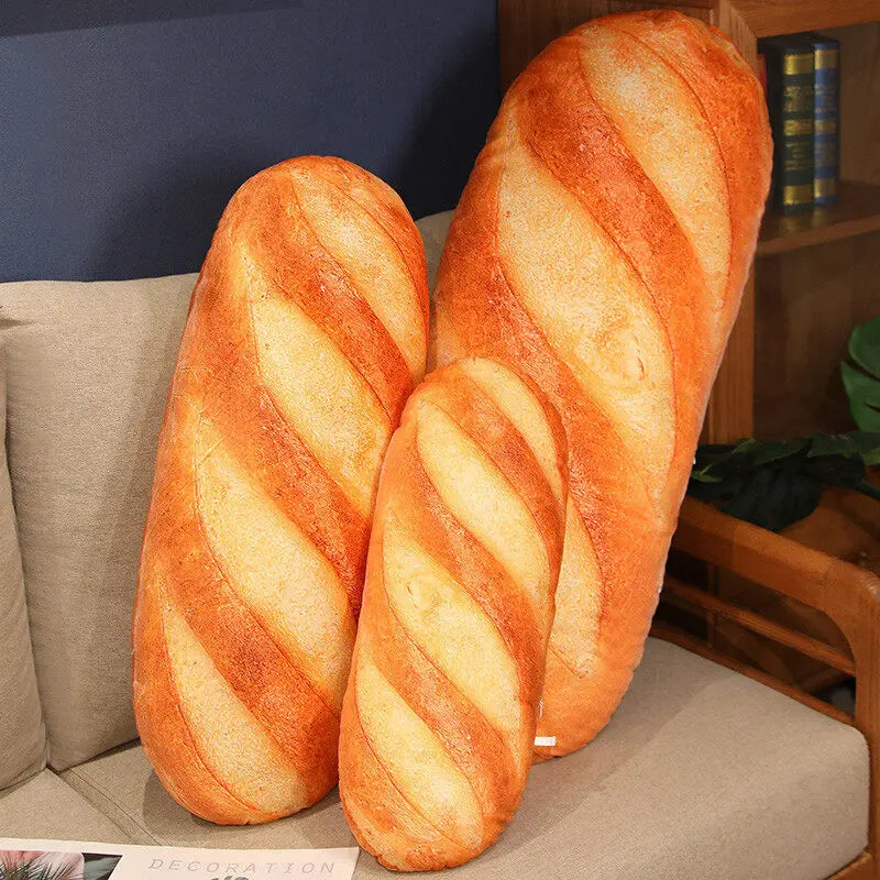 Coussin Pain Français en Peluche - Décor Alimentaire Doux en Peluche, Accessoire de Fête Amusant pour Enfants, Compagnon de Sommeil Confortable, Cadeau Unique pour Chambre