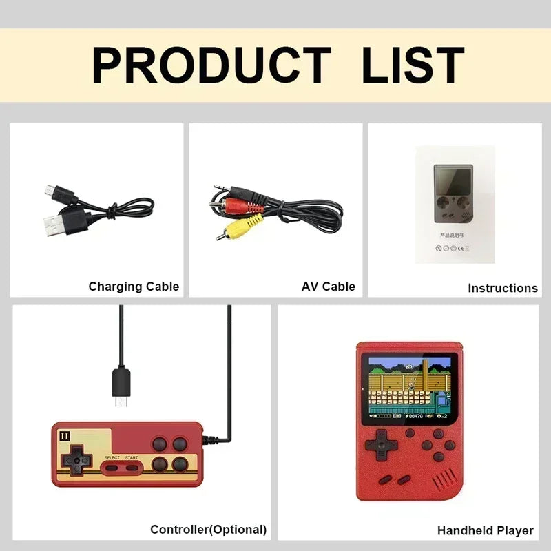 Mini Retro Console de Jeu Portable - Écran LCD de 3,0 Pouces, 500 Jeux 8-Bit Intégrés, Cadeau de Noël Parfait pour les Enfants