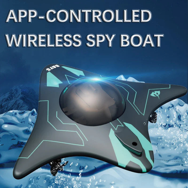 Bateau téléguidé mini WiFi avec caméra sous-marine - Transmission en temps réel, portée de 15 m, parfait pour les cadeaux de Noël des enfants