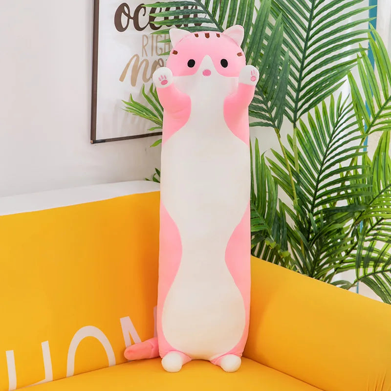 Adorable Coussin en Peluche Chat & Chien - 50-130cm (19.6-51.1 pouces) Coussin Doux pour Enfants & Filles, Parfait pour les Siestes et la Détente