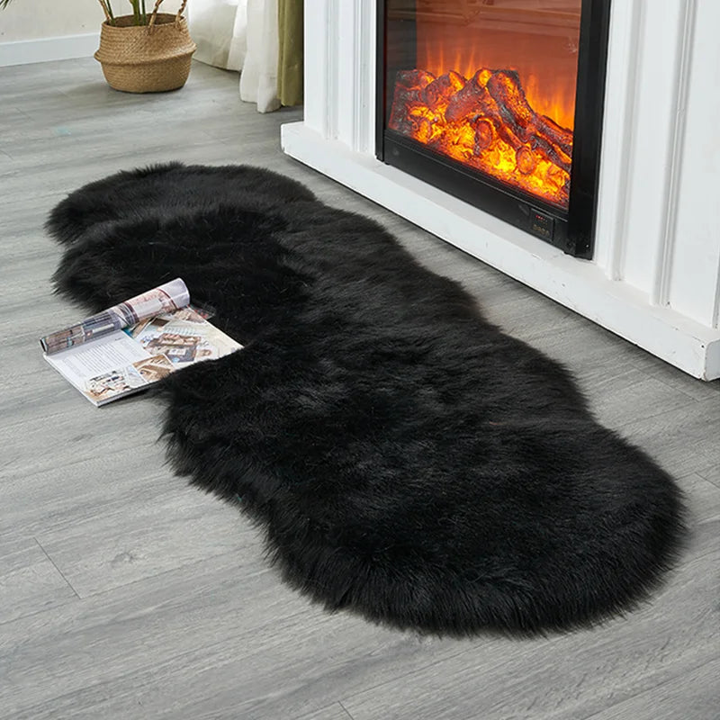 Tapis en fausse fourrure douce – Tapis moelleux pour salon, chambre à coucher et chambre d'enfants