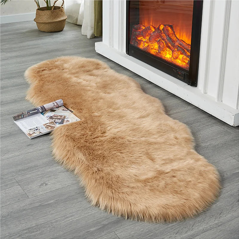 Tapis en fausse fourrure douce – Tapis moelleux pour salon, chambre à coucher et chambre d'enfants