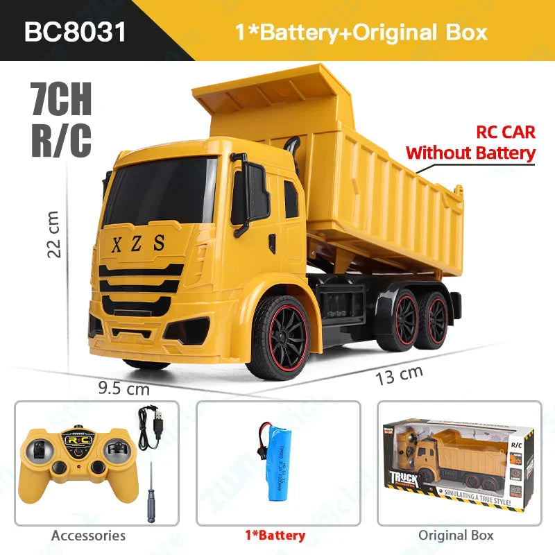 Set de Véhicules de Construction RC Professionnel - Jouet Excavateur en Alliage 2.4G & Camion Benne pour Enfants