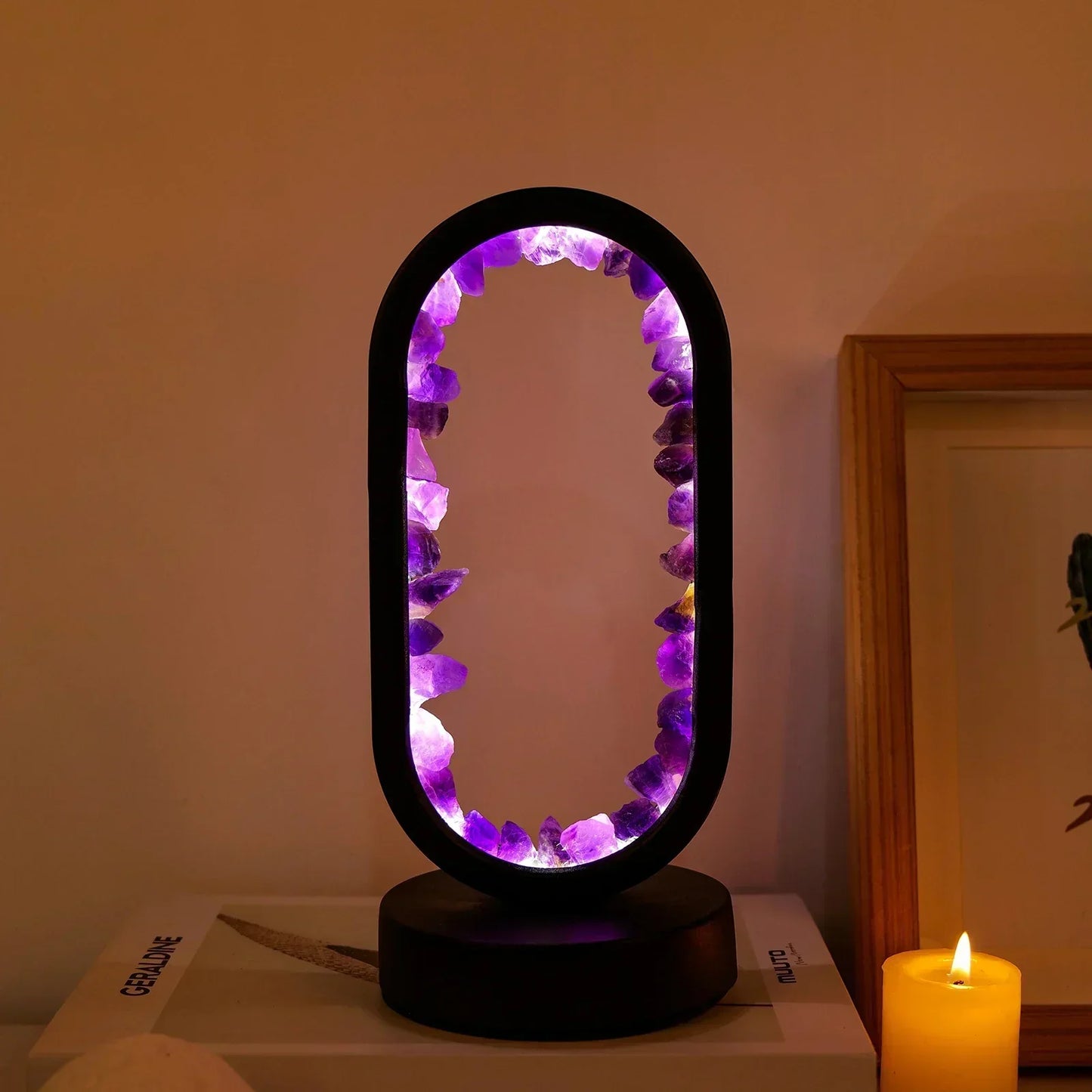 AuraViolette – Éclairage en Cristal Naturel pour Ambiance Relaxante
