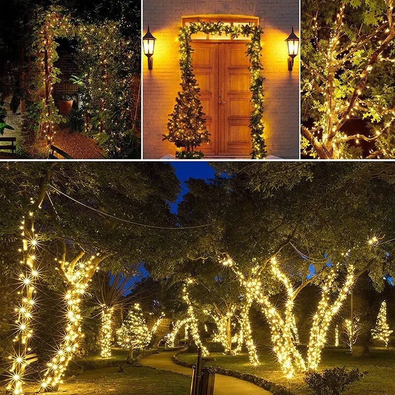 Guirlande lumineuse de Noël solaire écologique - étanche 20/50 LED pour décoration extérieure de Noël et des fêtes