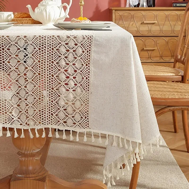 Floroux | Nappe rectangulaire rustique style hollow