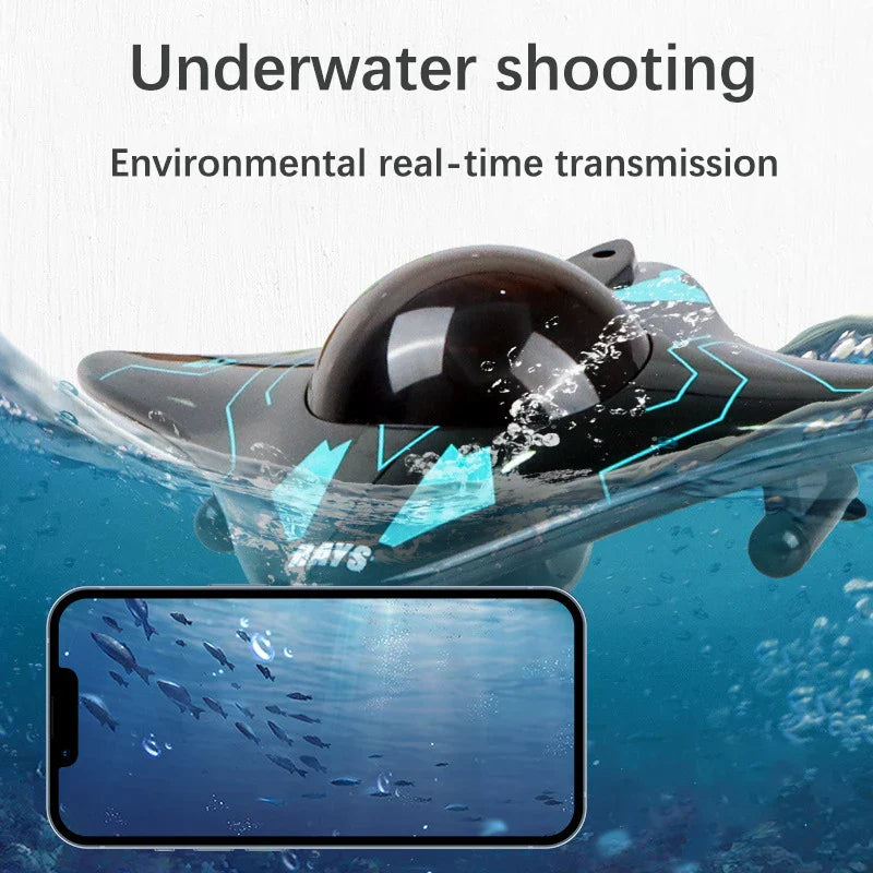 Bateau téléguidé mini WiFi avec caméra sous-marine - Transmission en temps réel, portée de 15 m, parfait pour les cadeaux de Noël des enfants