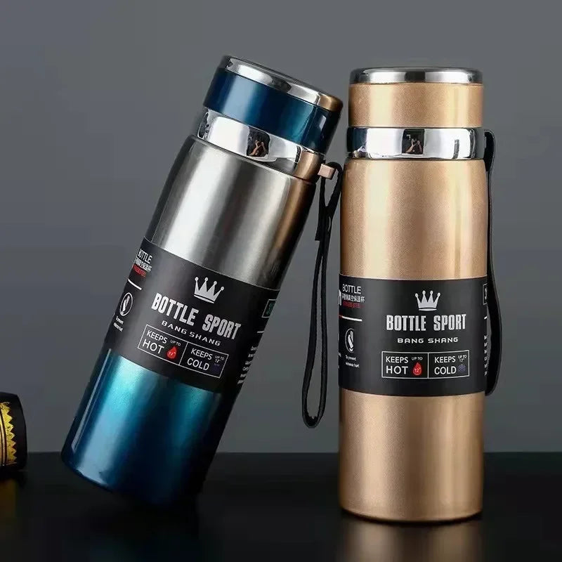 Thermos en acier inoxydable 1L – Bouteille isotherme pour garder l'eau froide et chaude, thé, café