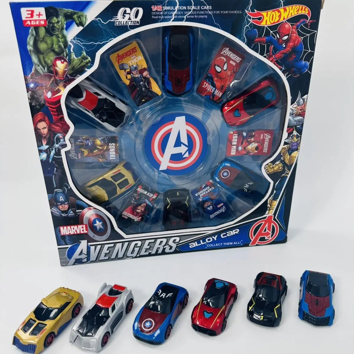 Set de voitures en métal Marvel Avengers - Iron Man, Spider-Man, Captain America Jouets de collection pour enfants