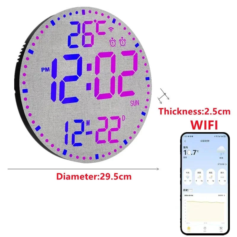 WiFiTime Horloge - Horloge mural LED intelligent avec calendrier